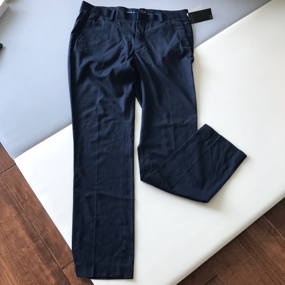 navy blue slim fit pants